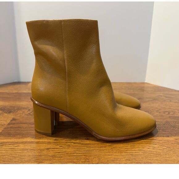 Tory Burch Women's Brooke Stamped Heel Leather Bootie Tan Size 11M NWOB - Picture 2 of 11